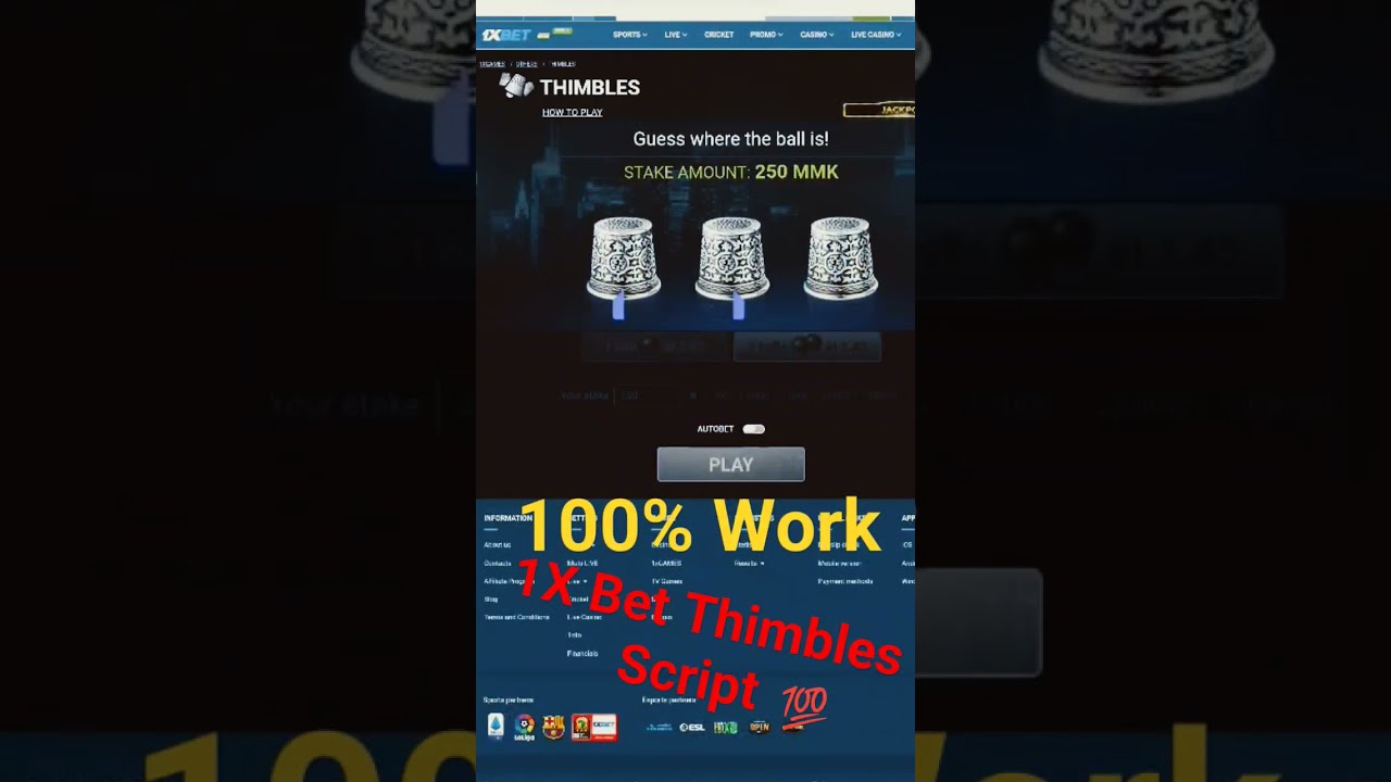 1X Bet Thimbles 100% Work (Cheap)
