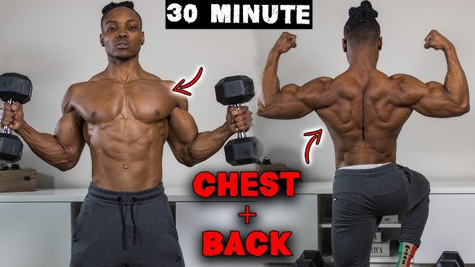 30 MINUTE CHEST AND BACK WORKOUT AT HOME (DUMBBELLS ONLY!) - DAY 4