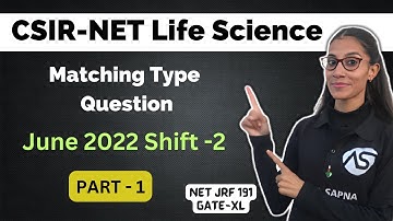 All Matching Type questions from CSIR NET LIFESCIENCE June 2022 Shift-2