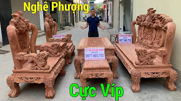 🔴 Bộ bàn ghế minh quốc nghê phượng cột 12 chân 14 gỗ hương đá