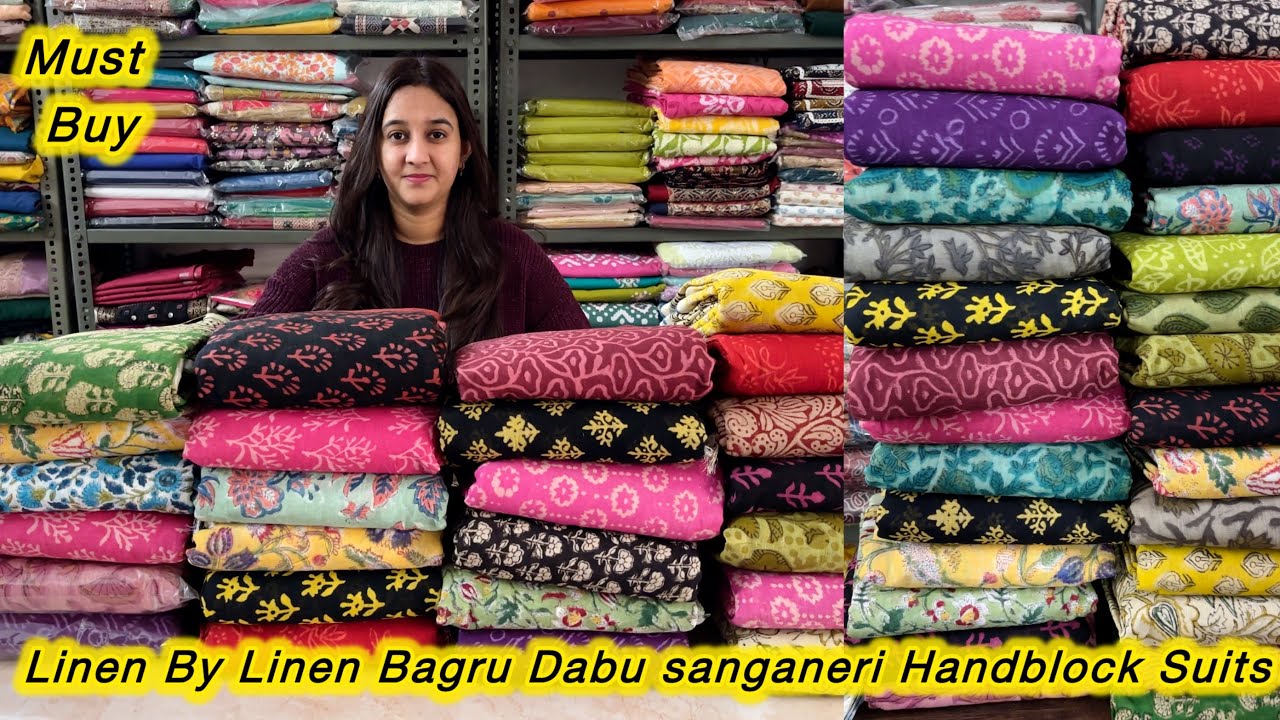 Latest Collection Linen by Linen handblock dabu, sanganeri, bagru print suits🌹linen handblock suits🌹