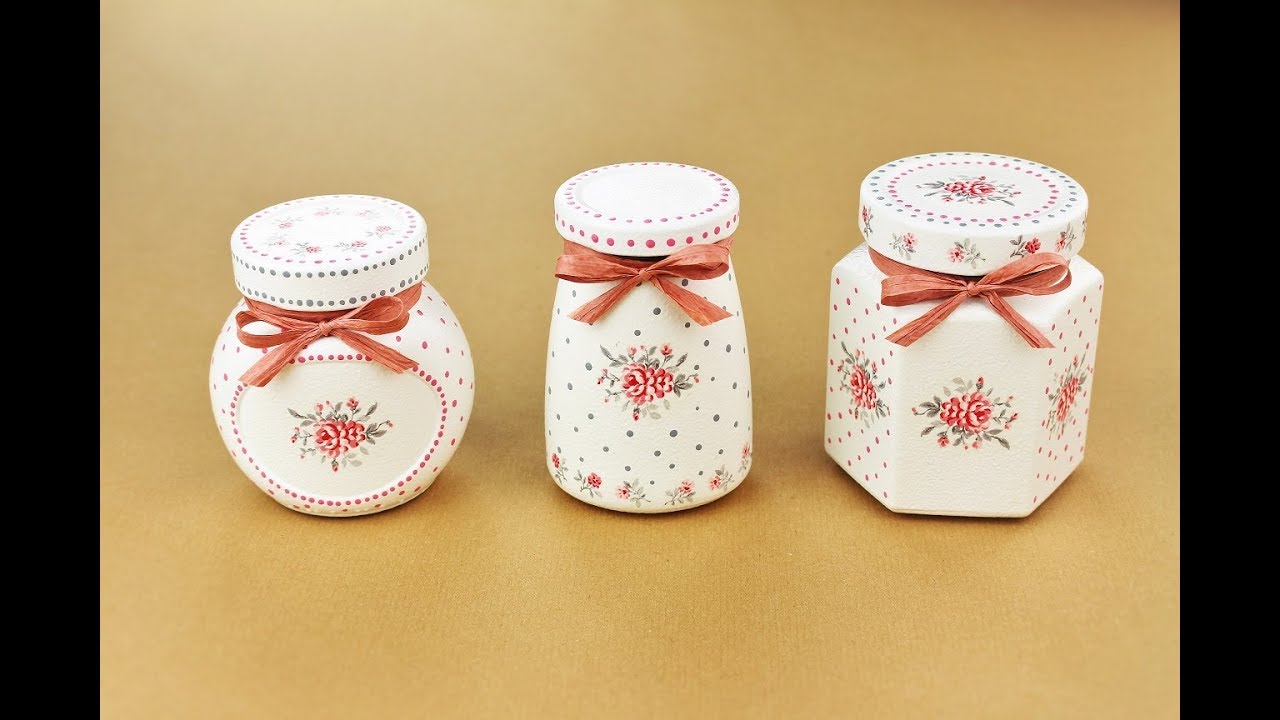 Painted jars - Decoupage jars - Decoupage Tutorial - Decoupage for