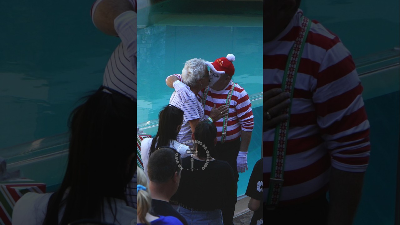 Tom o mímico deu um beijo nesta senhora 💋😮😱🫣😂🤣 #tomthemime #seaworldmime #seaworldorlando