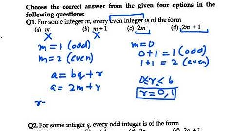 Ex 1.1 Q1 NCERT Exemplar Class 10|| For some integer m, every even integer is of the form (A) m (B)