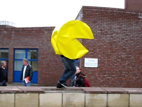 Pac-Man and Blinky outside the DCU canteen