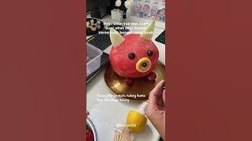 Thumbnail of Tutorial membuat cake ultah dari buah #fruitscake #cake #cakebuah #fruits #semangka #watermelon