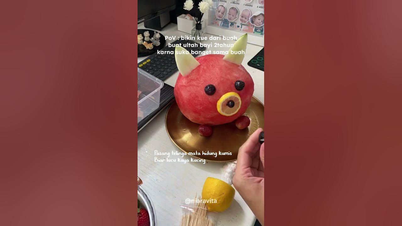 Tutorial membuat cake ultah dari buah #fruitscake #cake #cakebuah #fruits #semangka #watermelon