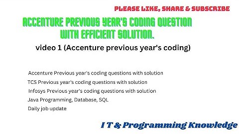 1. Accenture Coding Interview Question with Sol^n | Accenture Previous Year Question |ASE| SE | FSE
