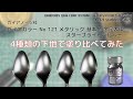 ガイアカラー No.121 スターブライトシルバー  star bright silver を4種類の下地に塗装して比較してみた。
