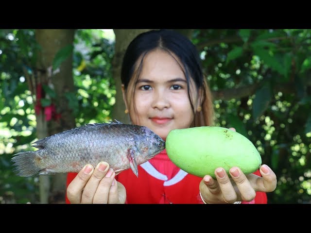 Awesome Cooking Grilled Fish W/ Mango & Tamarind Pickle - Cook Recipe - Eating Show No Talking
