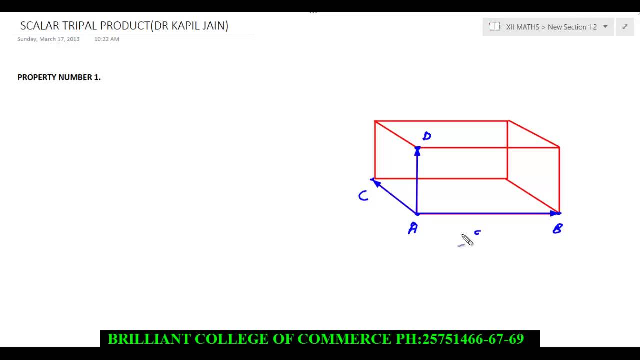 bcc xii maths scalar triple product p-1