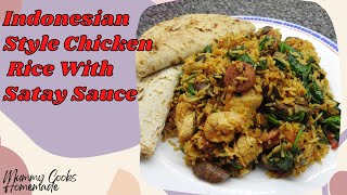 Indonesian Style Chicken Rice With Satay Sauce - Hot And Y