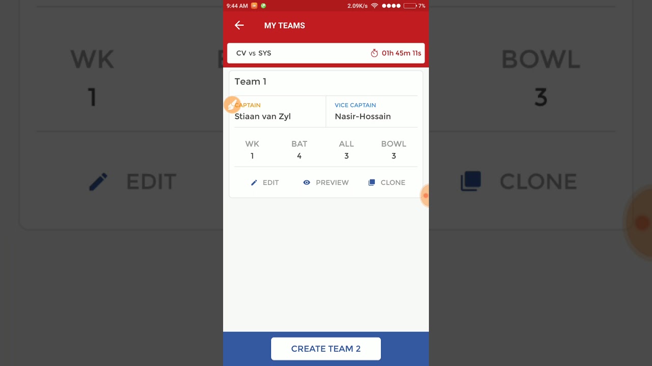 CV VS SYS BPL T20 DREAM11 TEAM