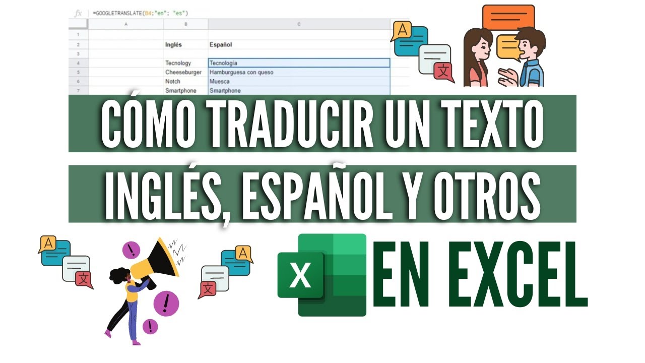 Como traducir un texto en EXCEL. Hoja de calculo. Español - Inglès y