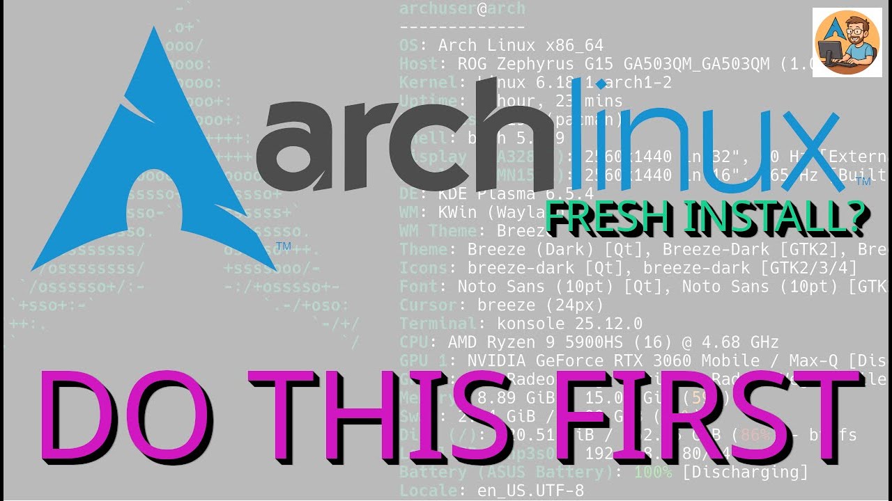 My First Steps After a Clean Install of Arch Linux - YouTube