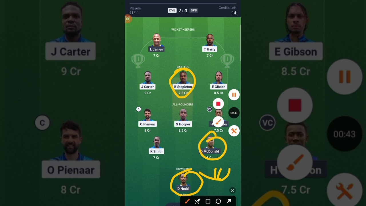 DVE vs SPB Dream11 Team Today Prediction | West Indies T10 Vincy Premer League