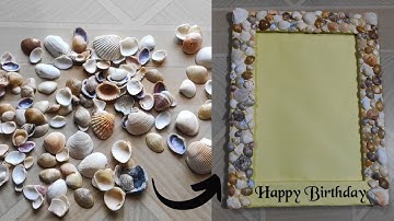 Diy Photo Frame with Sea Shells | Photo Fram making with Cardboard and sea shells
