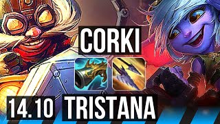 CORKI vs TRISTANA (MID) | 18/2/6, 7 solo kills, Rank 8 Corki, Legendary | NA Challenger | 14.10