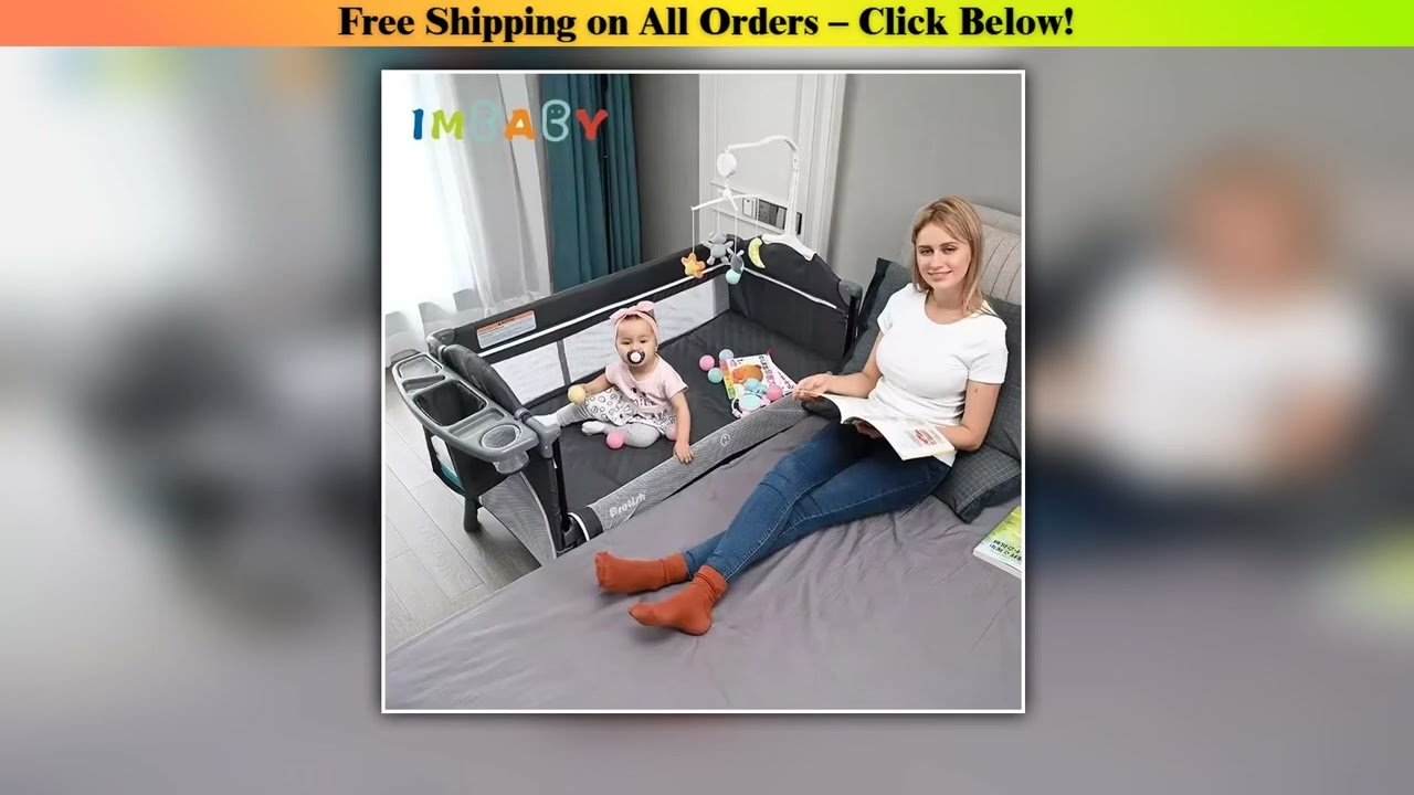 IMBABY Portable Baby Bed with Diaper Table Multifunctional Newborn Bed Kids Cradle Rocker Baby