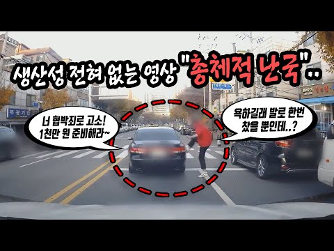 골목에서 후진으로 나오던 중 직진차가 놀랐다는 이유로 심한 욕설을 하기에 이에 항의하던 중 앞차가 그냥 가길래 발로 한 번 찼더니 <strong>협박죄로</strong> 고소하고 1천만원 요구합니다