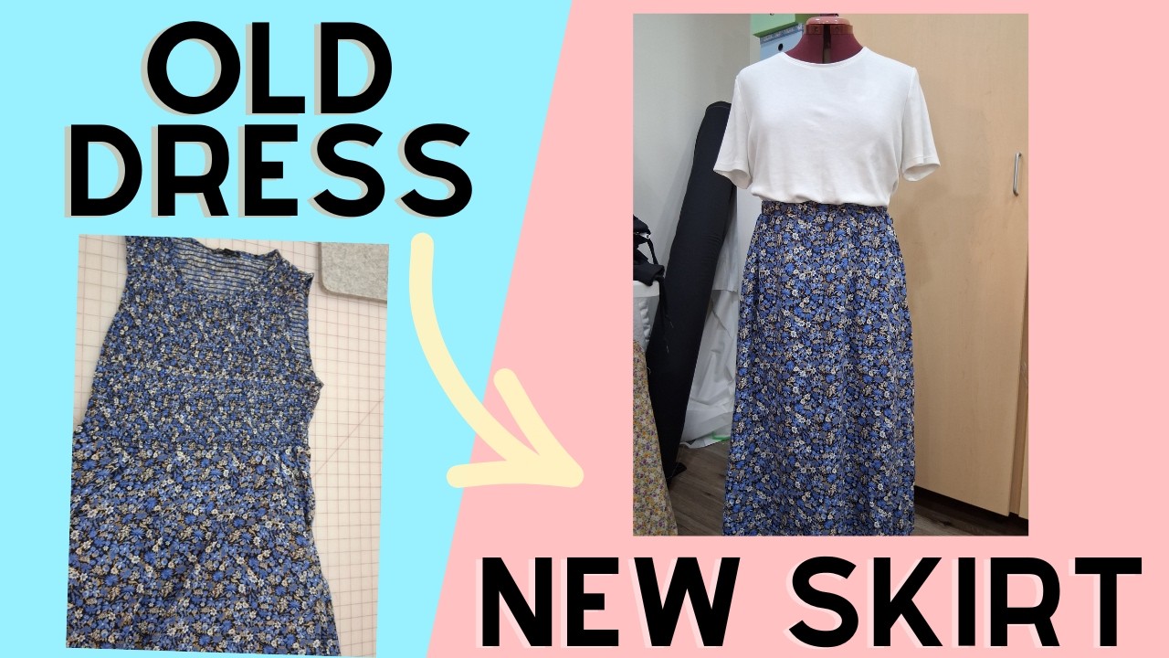From Dress to Skirt Easy Thrift Flip Sewing Project
