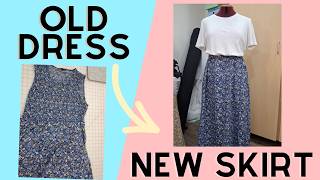 From Dress to Skirt Easy Thrift Flip Sewing Project