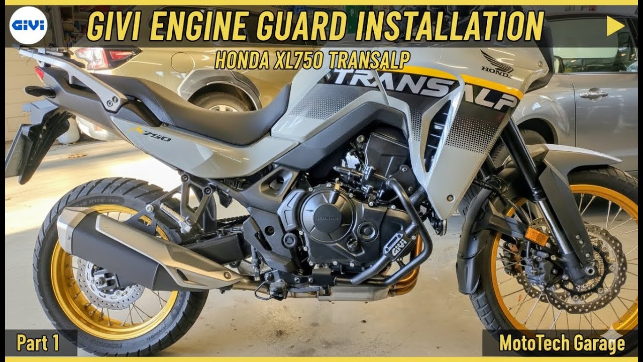 Установите защиту двигателя GIVI на мотоцикл Honda Transalp 750.