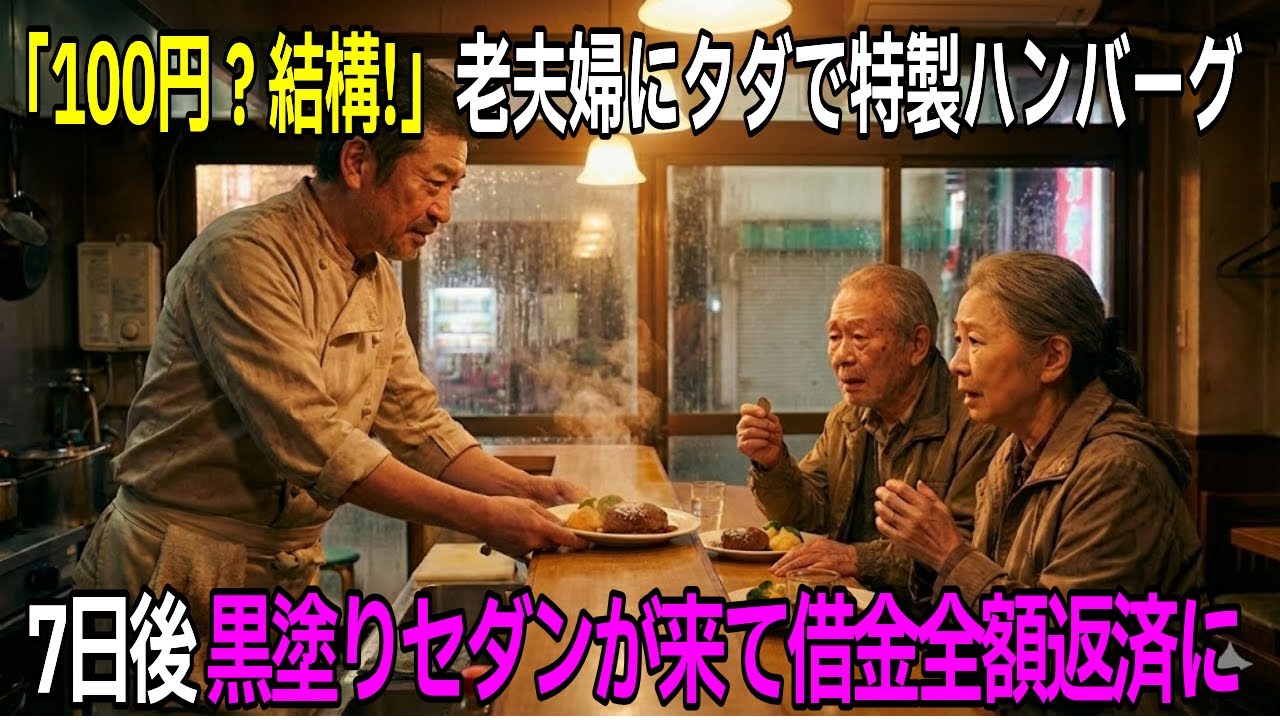 「100円？結構」閉店間際の洋食屋で老夫婦にタダで特製ハンバーグを出した結果、実はホテル王と判明し全てが報われる【感動する話】【朗読】