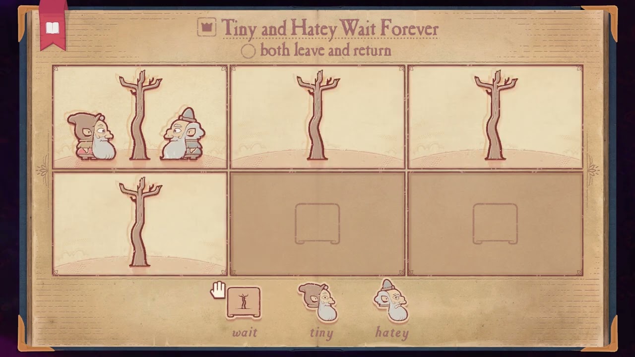 STORYTELLER-DRAMA-Chapter 13: Godot: Tiny and Hatey Wait Forever, both leave and return 