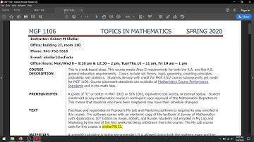 MGF 1106 Orientation WATCH THIS FIRST