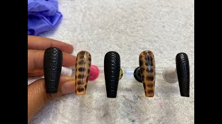 Easy way to Crocodile and Snake Print on Nails Tutorial with Base Gel