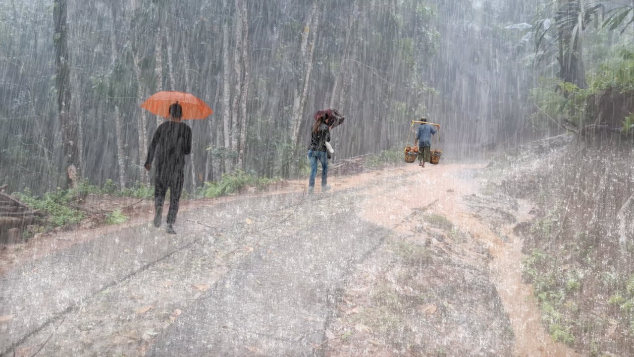 Heavy Rainy & Strong Wind Storms Hit Village Life, Walking Amid Heavy ...
