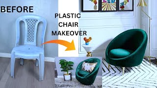 HOW TO TRANSFORM AN OLD PLASTIC CHAIR INTO AN ACCENT CHAIR~Recycling idea 2023