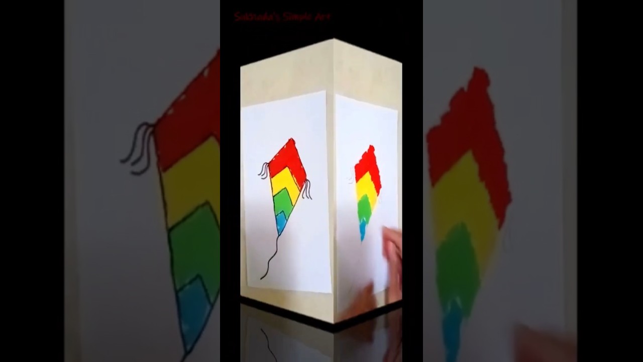 Kite drawing🪁/paper tearing and pasting art/how to draw kite/Happy Makar Sankranti/#YouTube Shorts