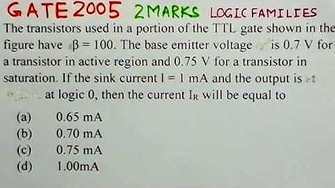 Video Solution to GATE ECE - 2005 Problem- Logic Families(III-Problem)