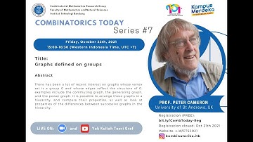 Combinatorics Today Series #7 ITB: Prof Peter Cameron