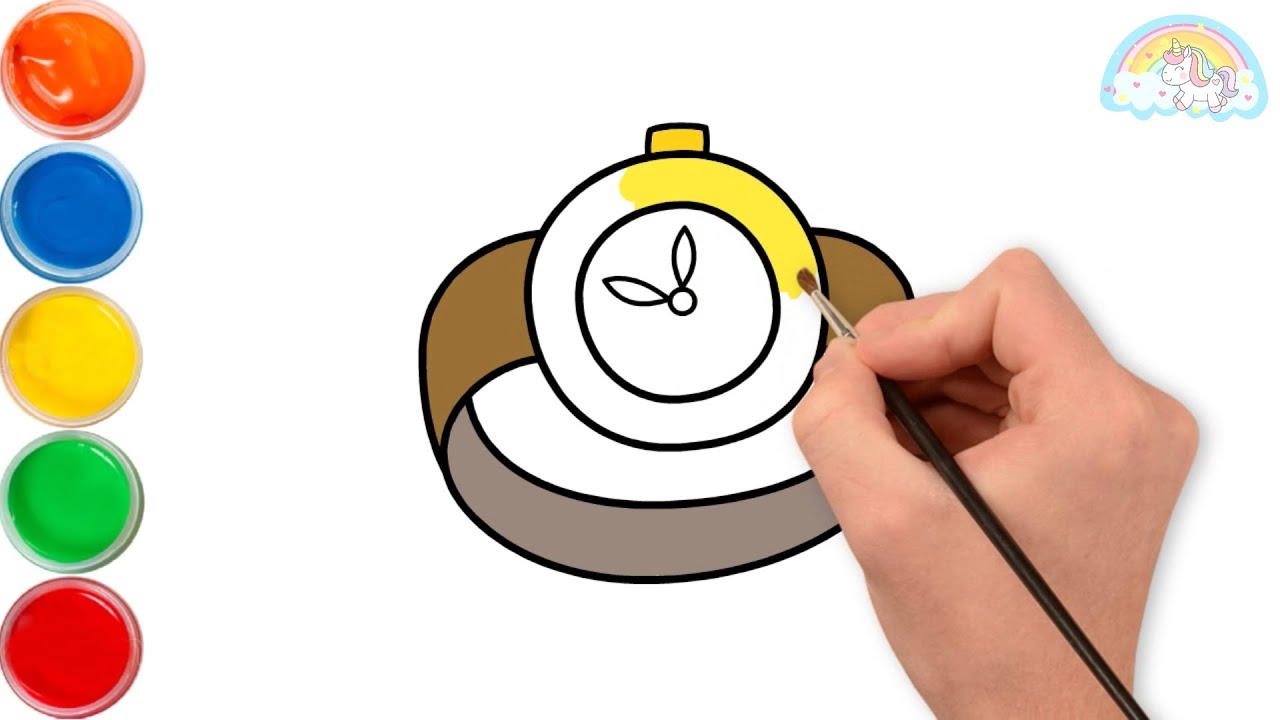 How to draw and color a WRIST WATCH for kids EASY and STEP BY STEP? 😍🌹