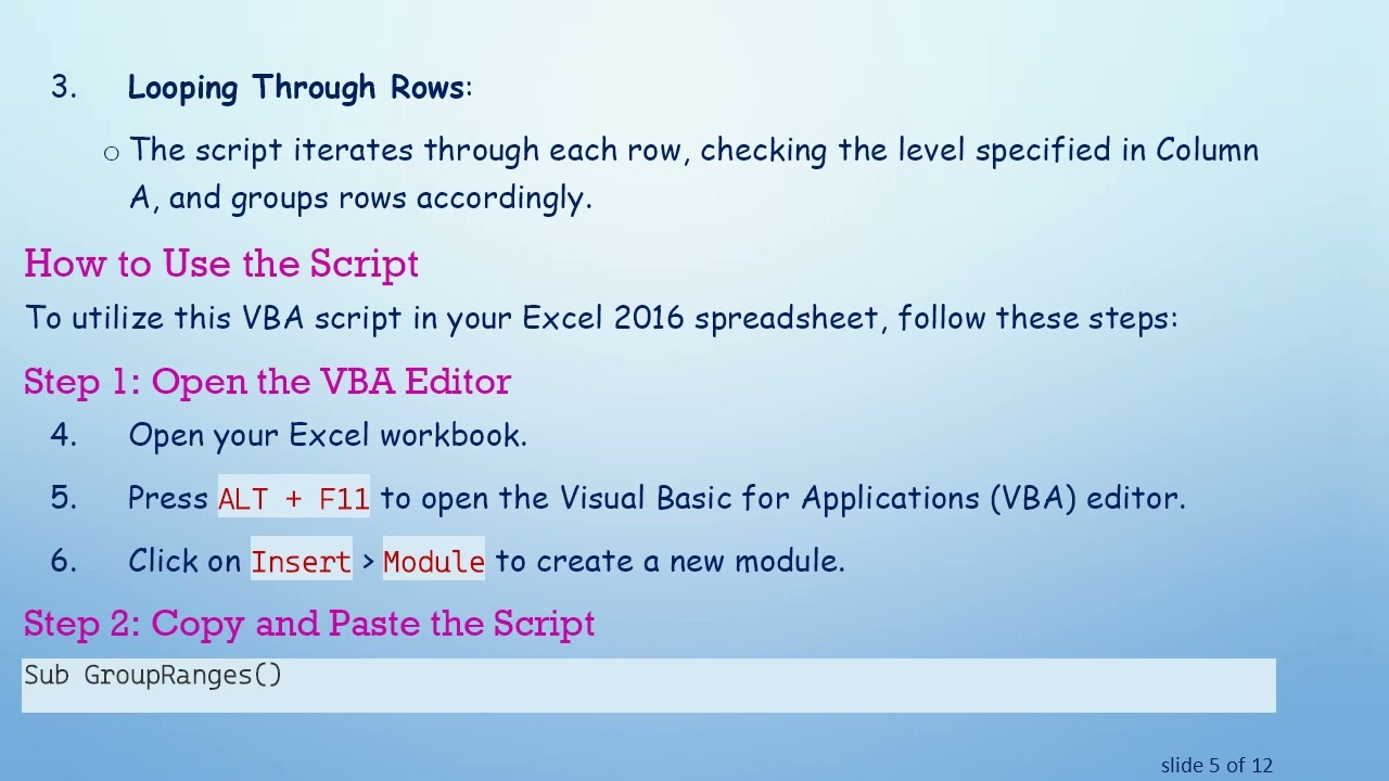 Automate Row Nesting in Excel: A Step-by-Step Guide to Grouping Data Using VBA