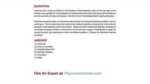 One learning aid provides an interactive walk-through for solving the particular problem...