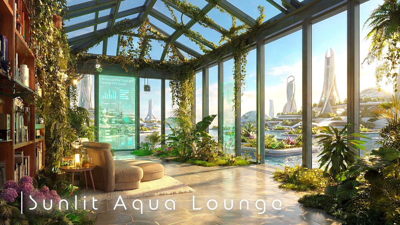 翡翠色の水上ラウンジ - 雨上がりの希望と癒し | 勉強 集中 読書 仕事 BGM