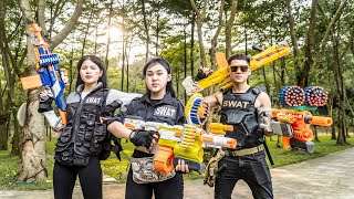 Nerf Guns War : Couple S.W.A.T Seal Team Nerf Guns Fight Boss VIP Criminal Dangerous Group