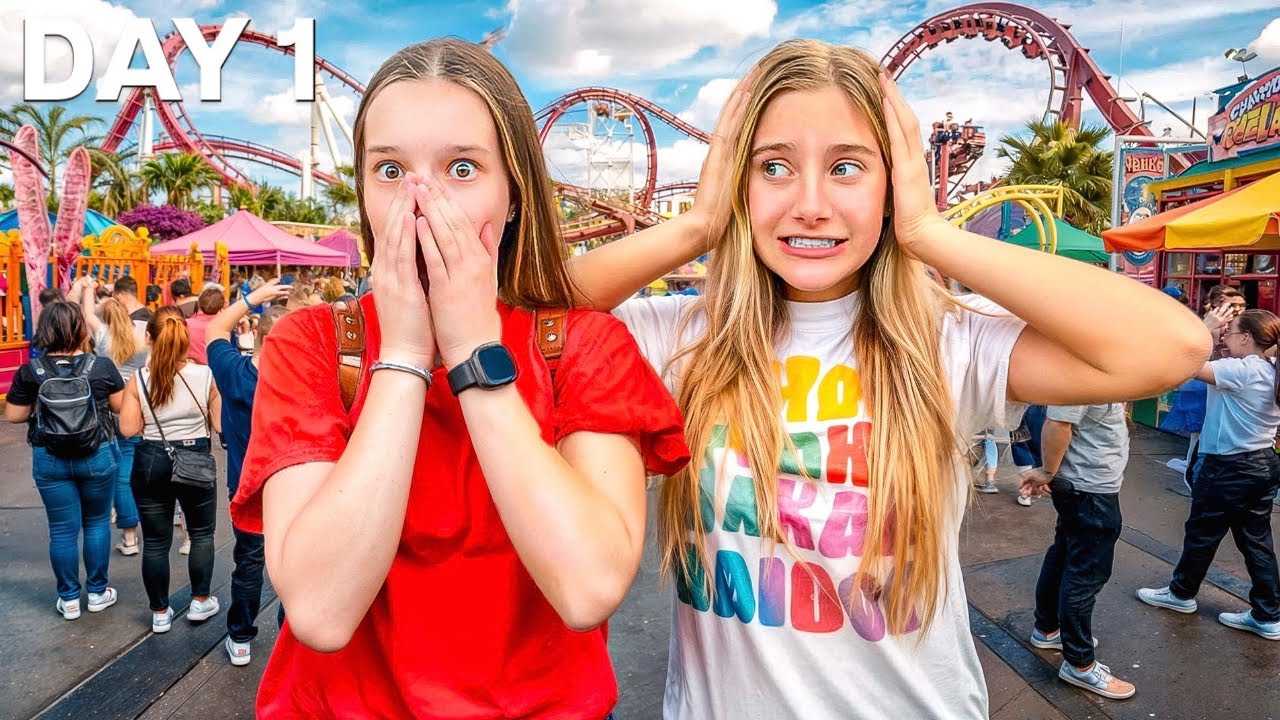 TEENAGERS SPEND 24 HOURS ALONE at the BUSIEST THEME PARK! 😳