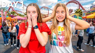 TEENAGERS SPEND 24 HOURS ALONE at the BUSIEST THEME PARK! 😳