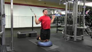 Kneeling Bosu Ball Cable Crossover Lat Pull Down