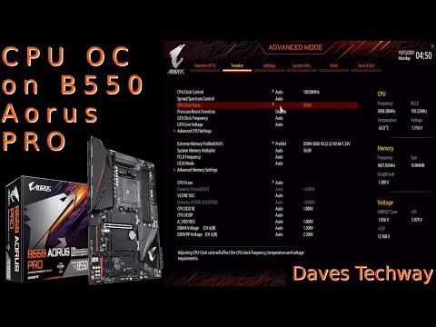 CPU overclocking on the Gigabyte B550 Aorus Pro Motherboard