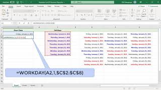 How to Generate a List of Business Days in Excel - Office 365