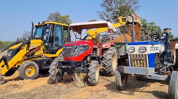 Jcb 3dx Backhoe Loader Machine Loading Red Soil In Mahindra and Swaraj Tractor | Jcb Tractor Cartoon