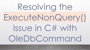 Resolving the ExecuteNonQuery() Issue in C#  with OleDbCommand