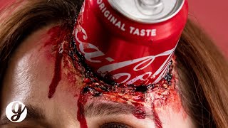 Spooky Coke Can Makeup Tutorial for an Easy Halloween Costume Idea | GRATEFUL