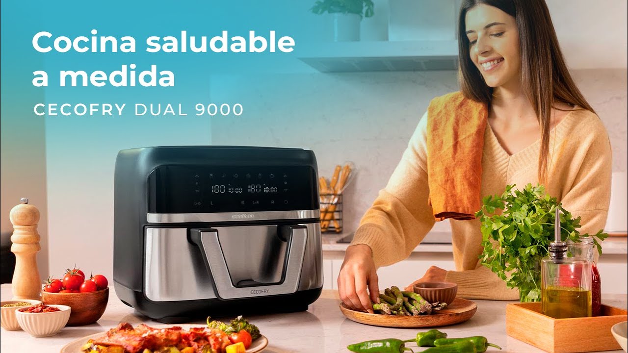 Fritadeira sem &oacute;leo Cecofry Dual 9000 de 9L e parede divis&oacute;ria para optar entre dois ou um cesto.